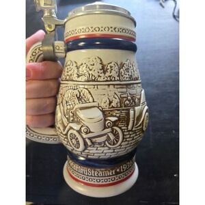 Vintage Avon 1979 Stanley Steamer 1936 Beer Stein Mug with Lid Handcrafted